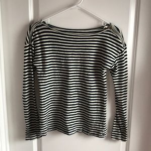 Navy blue and cream striped long sleeve